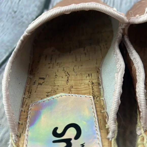 CIRCUS BY SAM EDELMAN LEANNE Rose Gold Silver Mermaid Sequin Slip On Flats - Picture 14 of 17